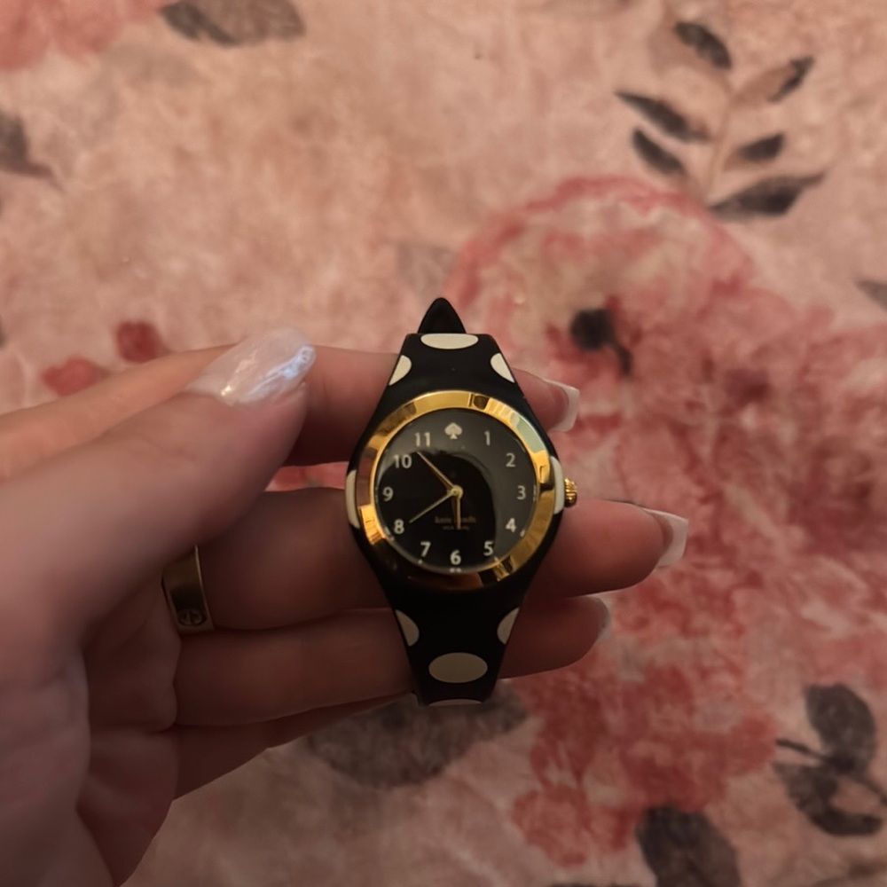 Kate Spade Polka Dot Silicone Watch - Black & Gold